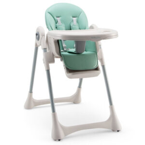 Baby Folding High Chair Dining Chair with Adjustable Height and Footrest-Green - Color: Green