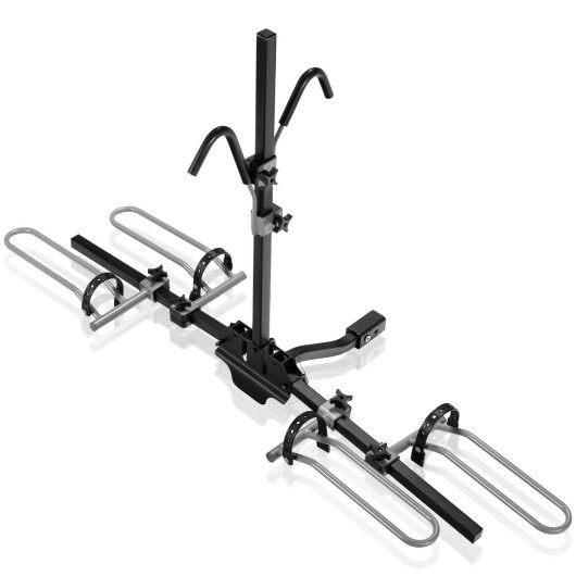2-Bike Hitch Mount Bike Rack for 1-1/4 Inch or 2 Inch Receiver-Black - Color: Black