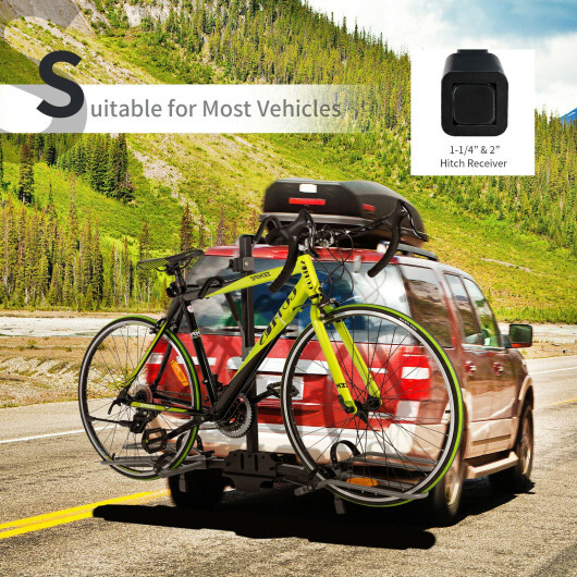 2-Bike Hitch Mount Bike Rack for 1-1/4 Inch or 2 Inch Receiver-Black - Color: Black - Image 3