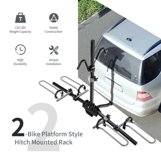 2-Bike Hitch Mount Bike Rack for 1-1/4 Inch or 2 Inch Receiver-Black - Color: Black - Image 5