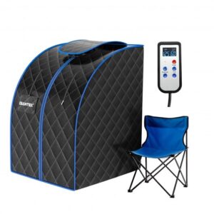 Portable Personal Far Infrared Sauna with Heating Foot Pad and Chair-Black - Color: Black