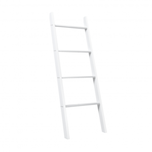 4-Tier Wall Leaning Ladder Shelf Stand-White - Color: White