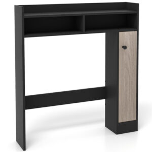 Bathroom Over the Toilet Floor Storage Organizer with Adjustable Shelves-Black - Color: Black