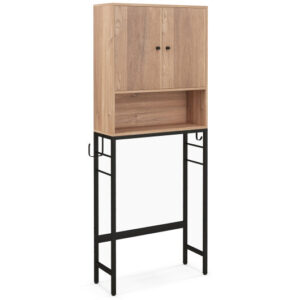 Over The Toilet Storage Cabinet with 2 Doors and Adjustable Shelf-Natural - Color: Natural
