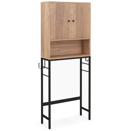 Over The Toilet Storage Cabinet with 2 Doors and Adjustable Shelf-Natural - Color: Natural