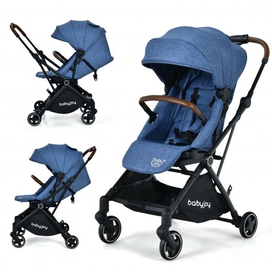 2-in-1 Convertible Aluminum Baby Stroller with Adjustable Canopy-Blue - Color: Blue - Image 2