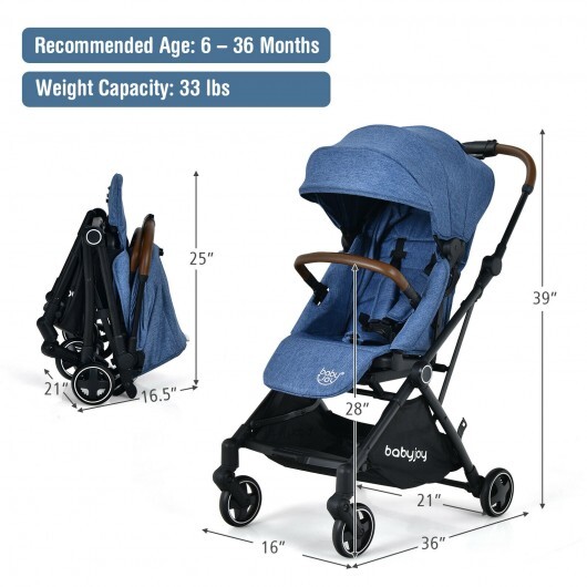 2-in-1 Convertible Aluminum Baby Stroller with Adjustable Canopy-Blue - Color: Blue - Image 4
