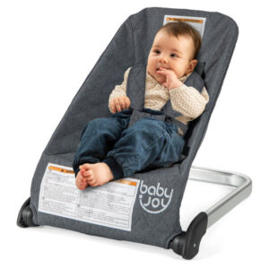 Baby Bouncer Seat with Aluminum and Metal Frame-Gray - Color: Gray