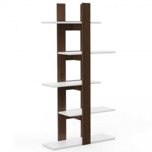 5-Tier Freestanding Bookshelf with Anti-Toppling Device - Color: Brown