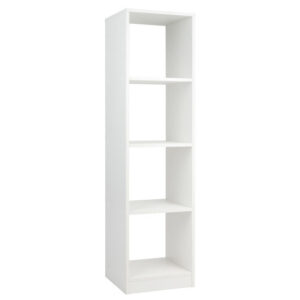 5 Tiers 4-Cube Narrow Bookshelf with 4 Anti-Tipping Kits-White - Color: White