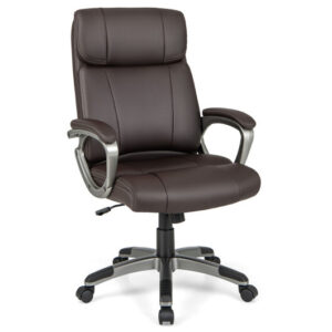 Swivel Ergonomic Office Chair Computer Desk Chair with Wheels-Brown - Color: Brown