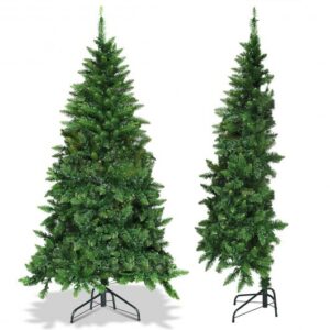 Pre-Lit Artificial Half National Christmas Tree with 8 Flash Modes-5 ft - Color: Green - Size: 5 ft
