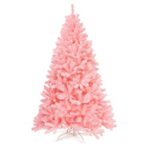 6 Feet Pink Artificial Hinged Spruce Full Christmas Tree with Foldable Metal Stand - Color: Pink - Size: 6 ft