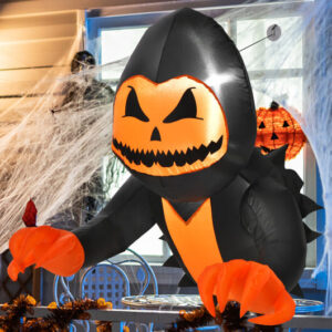 3.3 Feet Halloween Inflatable Pumpkin Head Ghost Broke Out from Window - Color: Orange