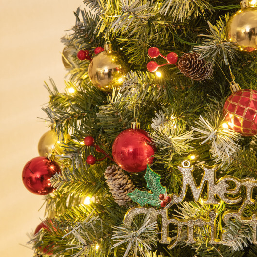 Hinged Christmas Tree with 450 PVC Branch Tips and 200 Warm White LED Lights-6.5 ft - Color: Green - Size: 6.5 ft - Image 4