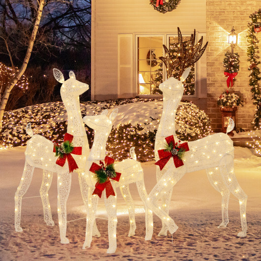 3-Piece Pre-lit Christmas Reindeer Family with 230 Warm White LED Lights - Image 2