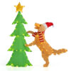 4FT Lighted Tinsel Xmas Tree with Plush Goldendoodle Dog - Color: Multicolor - Size: 4 ft