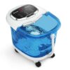 Portable All-In-One Heated Foot Bubble Spa Bath Motorized Massager-Blue and Withe - Color: White