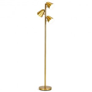 64 Inch 3-Light LED Floor Lamp Reading Light for Living Room Bedroom-Golden - Color: Golden