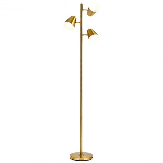 64 Inch 3-Light LED Floor Lamp Reading Light for Living Room Bedroom-Golden - Color: Golden - Image 5