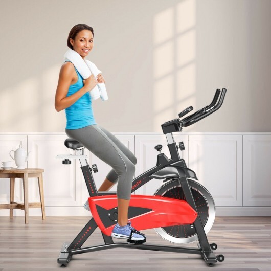 Magnetic Exercise Bike Fitness Cycling Bike with 35Lbs Flywheel for Home and Gym-Black & Red - Color: Red - Image 2