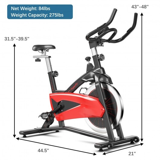 Magnetic Exercise Bike Fitness Cycling Bike with 35Lbs Flywheel for Home and Gym-Black & Red - Color: Red - Image 5