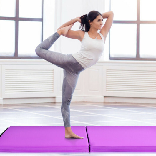 6 x 2 Feet Folding Gymnastic Mat with Carrying Handles for Yoga-Purple - Color: Purple - Image 2