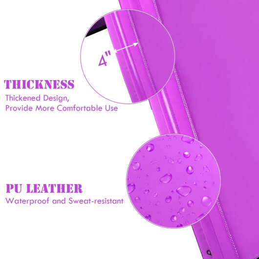 6 x 2 Feet Folding Gymnastic Mat with Carrying Handles for Yoga-Purple - Color: Purple - Image 5