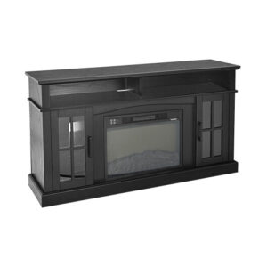 Fireplace TV Stand for TVs Up to 65 Inch with Side Cabinets and Remote Control-Black - Color: Black - Size: 60 inches