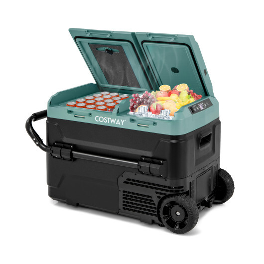 Dual Zone 12V 42QT Car Refrigerator for Vehicles Camping Travel Truck RV Boat Outdoor and Home Use-Green - Color: Green - Image 3