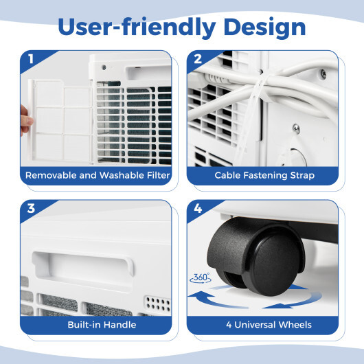 8000 BTU Portable Air Conditioner 3 in 1 AC Unit with Fan and Dehumidifier - Color: White - Size: 8000 BTU - Image 5