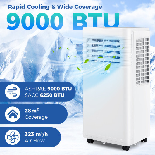 9000 BTU Portable Air Conditioner 3 in 1 AC Unit with Fan and Dehumidifier - Color: White - Size: 9000 BTU - Image 3