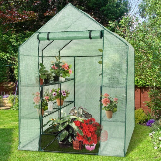 8 shelves Mini Walk In Greenhouse Outdoor Gardening Plant Green House - Color: Green - Image 2