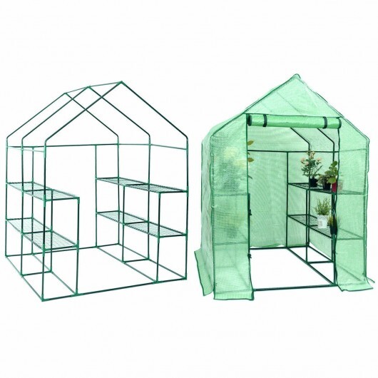 8 shelves Mini Walk In Greenhouse Outdoor Gardening Plant Green House - Color: Green - Image 3