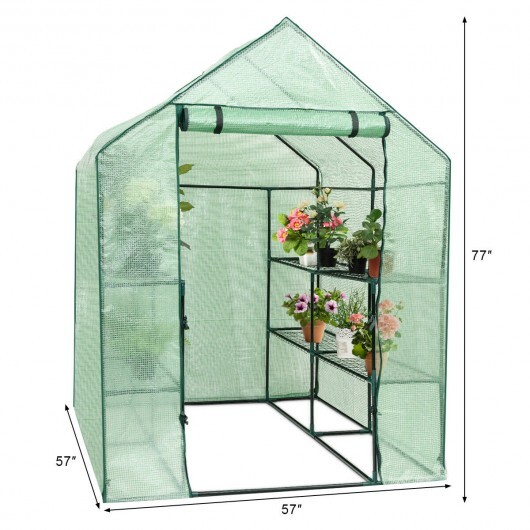 8 shelves Mini Walk In Greenhouse Outdoor Gardening Plant Green House - Color: Green - Image 4