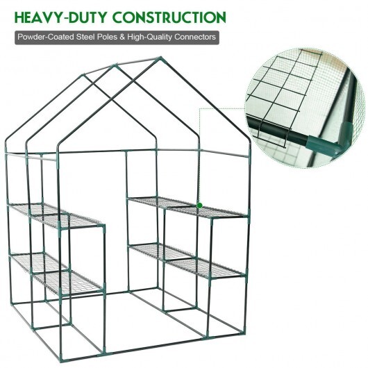 8 shelves Mini Walk In Greenhouse Outdoor Gardening Plant Green House - Color: Green - Image 5