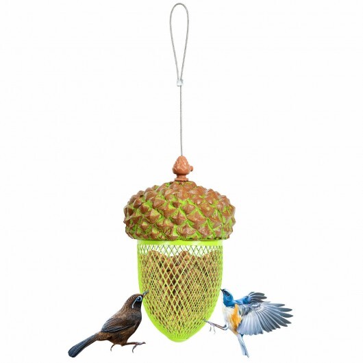Metal Acorn Wild Bird Feeder Outdoor Hanging Food Dispenser for Garden Yard-Brown - Color: Brown - Image 4