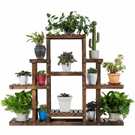 6-Tier Flower Wood Stand Plant Display Rack Storage Shelf - Color: Brown - Image 5