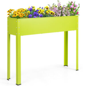 Metal Raised Garden Bed with Legs and Drainage Hole-40 x 11 x 31.5 inches - Color: Green - Size: 40 x 11 x 31.5 inches
