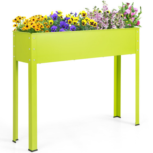 Metal Raised Garden Bed with Legs and Drainage Hole-40 x 11 x 31.5 inches - Color: Green - Size: 40 x 11 x 31.5 inches