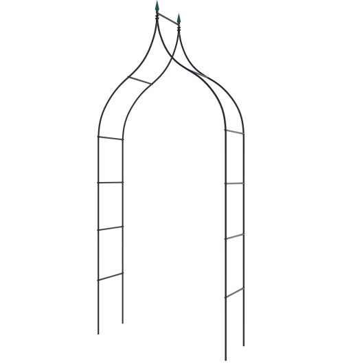 9.5 Feet Decorative Metal Garden Arch for Vine Rose Climbing Wedding Ceremony Party Decoration - Color: Black