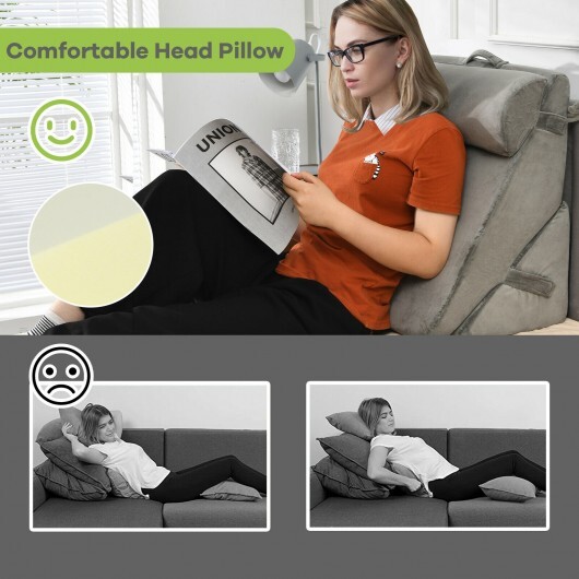 Adjustable Neck Back Support Memory Foam Headrest-Gray - Color: Gray - Image 3