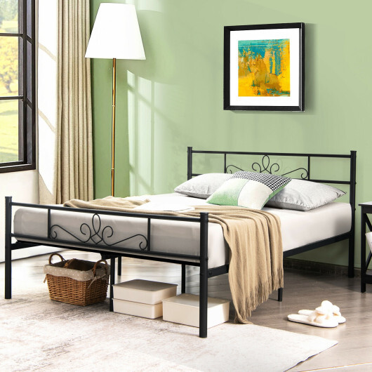 Twin/Full/Queen Size Metal Bed Frame with Headboard and Footboard-Full Size - Color: Black - Size: Full Size - Image 2