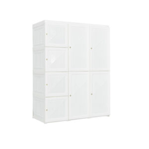 Clothes Foldable Armoire Wardrobe Closet with 12 Cubby Storage - Color: White - Size: 12 Cubes