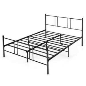 Full/Queen Size Platform Bed Frame with High Headboard-Full Size - Color: Black - Size: Full Size