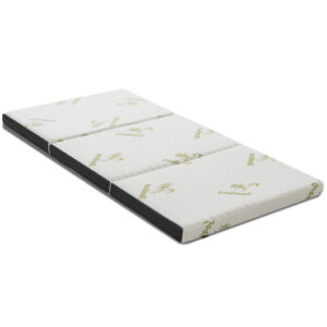 Queen 3 Inch Tri-fold Memory Foam Floor Mattress Topper Portable with Carrying Bag-S - Color: White - Size: S
