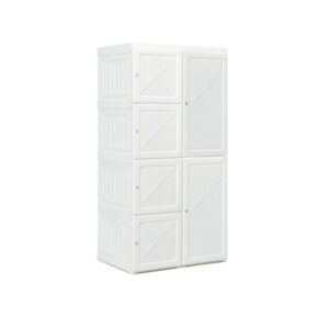 Foldable Armoire Wardrobe Closet with 8 Cubby Storage - Color: White - Size: 8 Cubes
