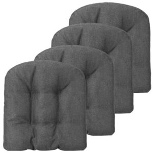 4 Pack 17.5 x 17 Inch U-Shaped Chair Pads with Polyester Cover-Gray - Color: Gray