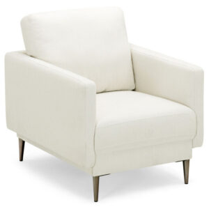 Modern Upholstered Accent Chair with Removable Backrest Cushion-White - Color: White