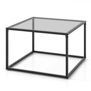 27.5 Inch Home Square Tea Table with Heavy-duty Metal Frame-Gray - Color: Gray